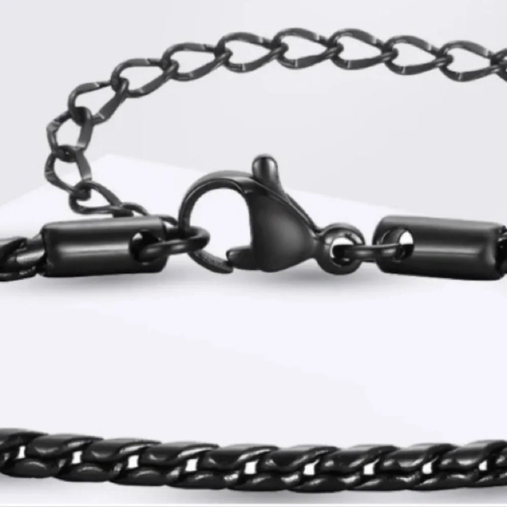 Minimalist Black Franco‎ Snake Chain Jewelry Bracelet, 7-9”